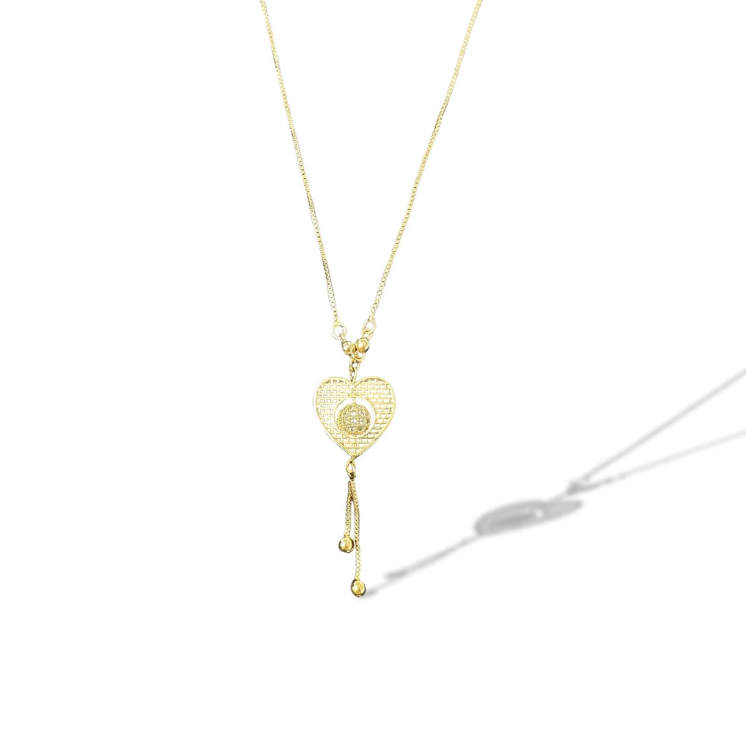 Golden Heart Dangle Necklace-09