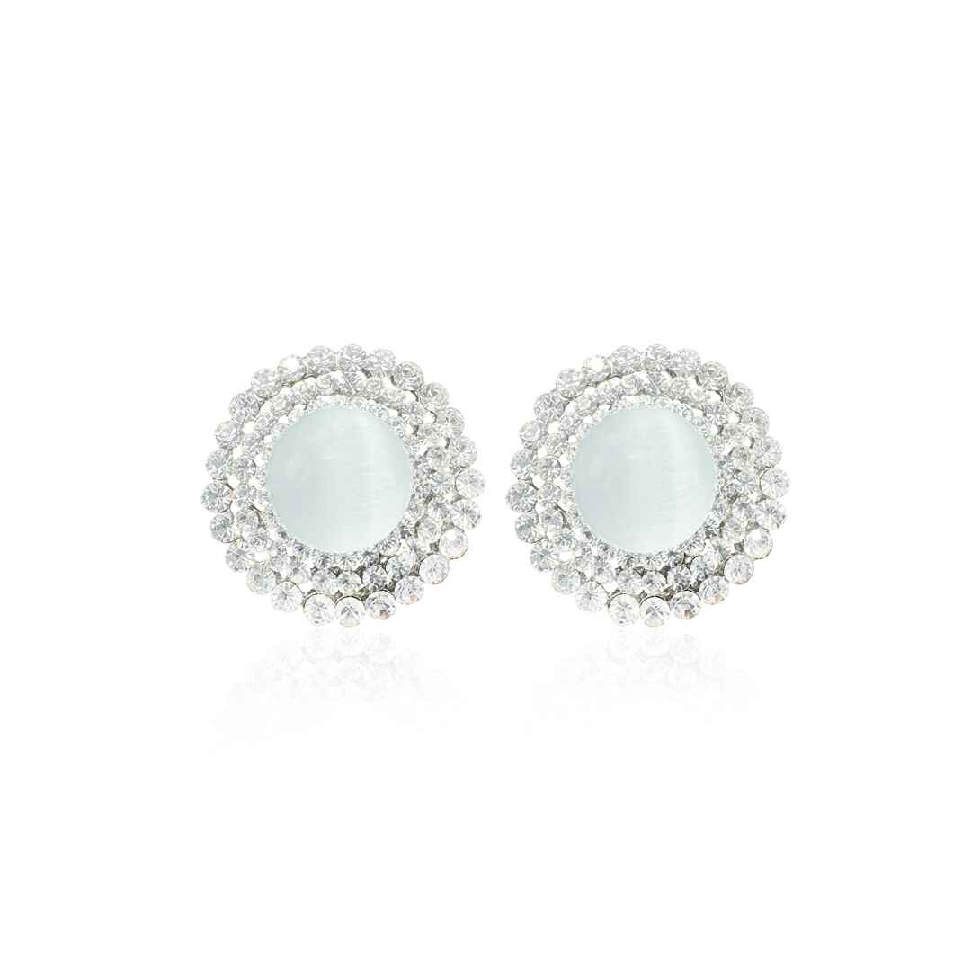 Zaivraat Crystal Moonstone Stud Earring