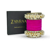  Deep Pink velvet bridal bangles with pearl  – traditional wedding jewelry set
