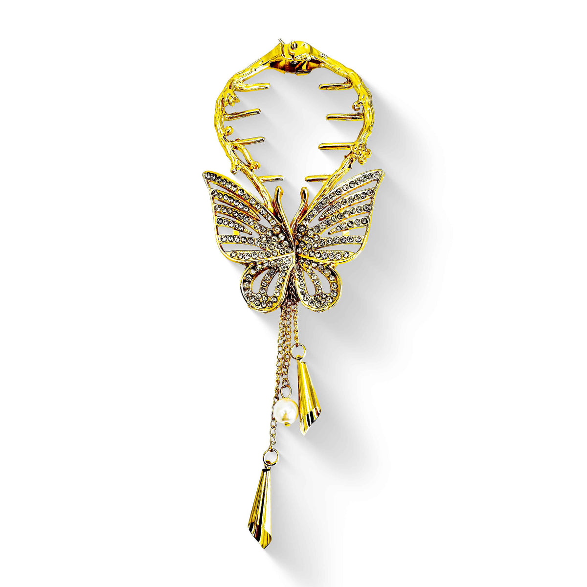 Golden Butterfly Hair Pin with Charms-10