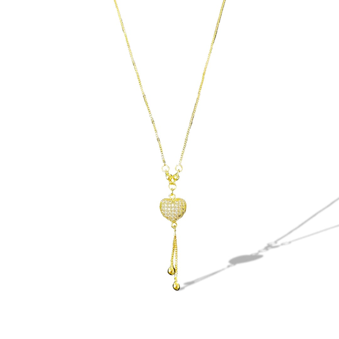 Gold Heart Drop Necklace-08