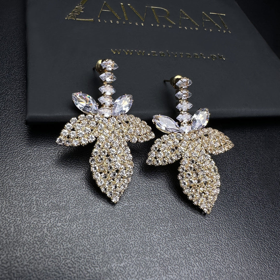 Crystal Leaf Dangle Earring