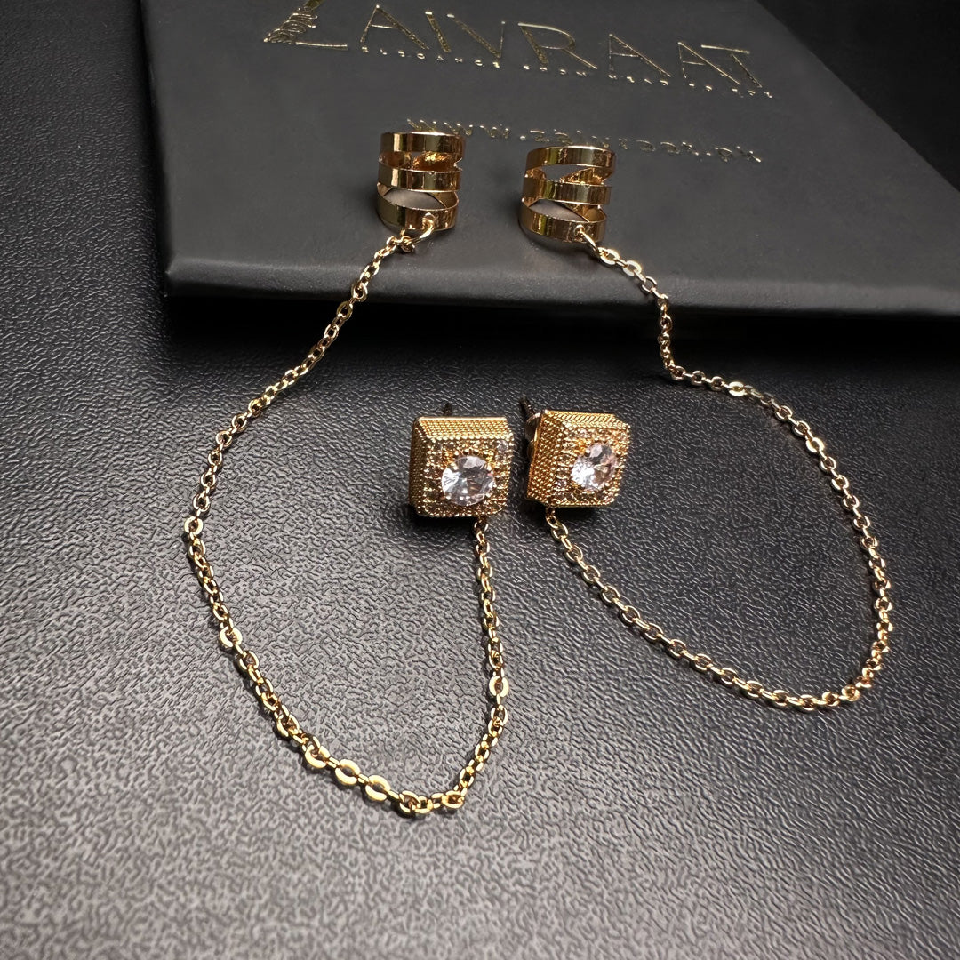 Golden  Ear Cuff with Chain