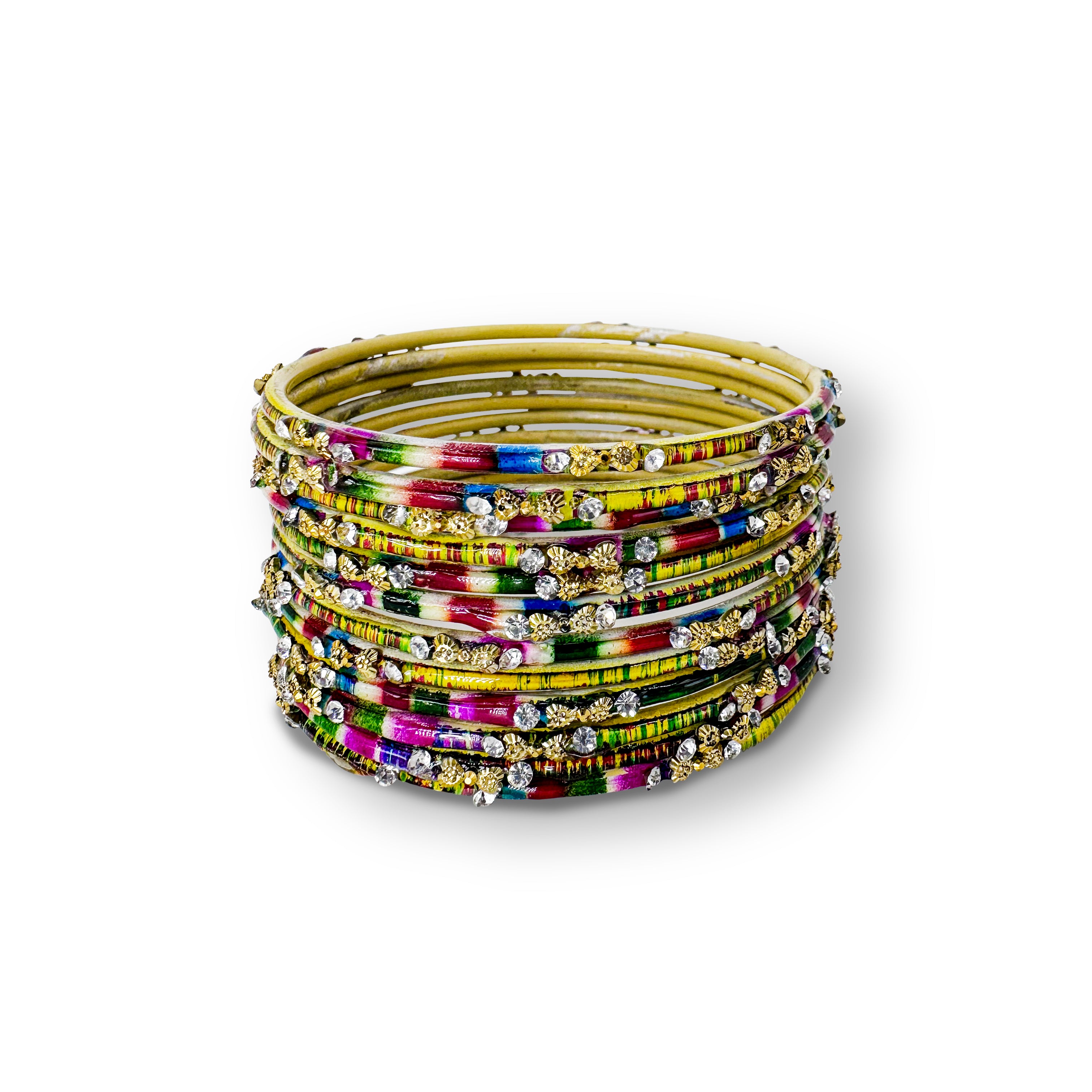 Multi Stone Stylish Bangles ( Set Of 12 Bangles )