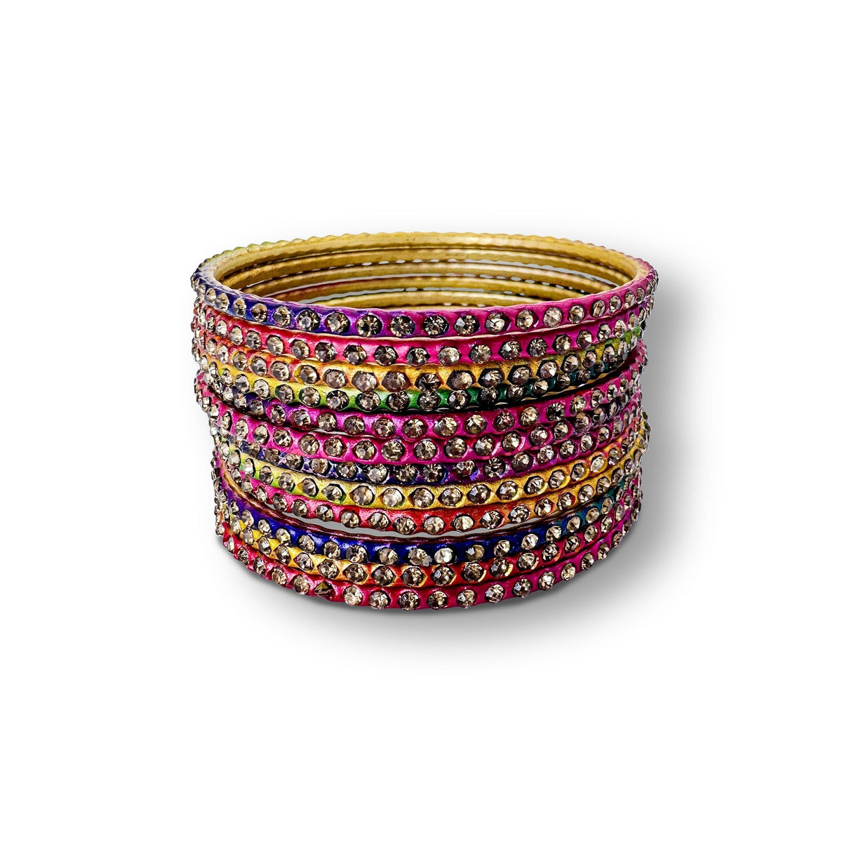 Multi Color Stone Bangles (set Of 12 Bangles) B01