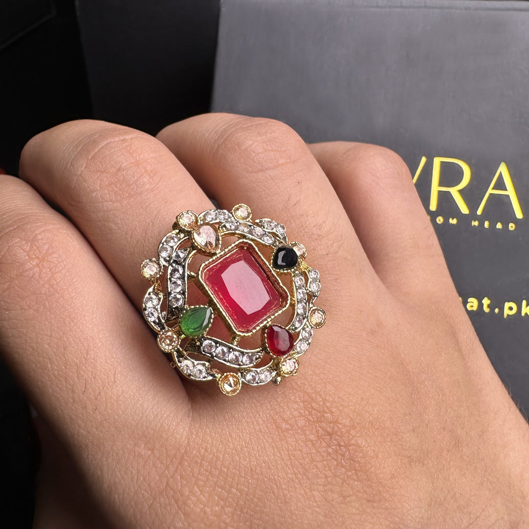 Red Rubby Zircnoiic  Ring