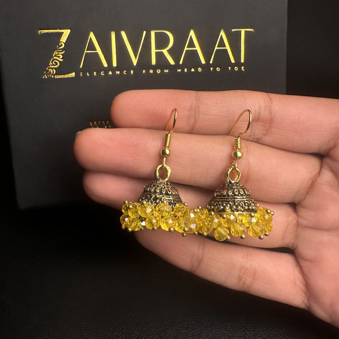 Yellow Pearl  Antique Jhumki