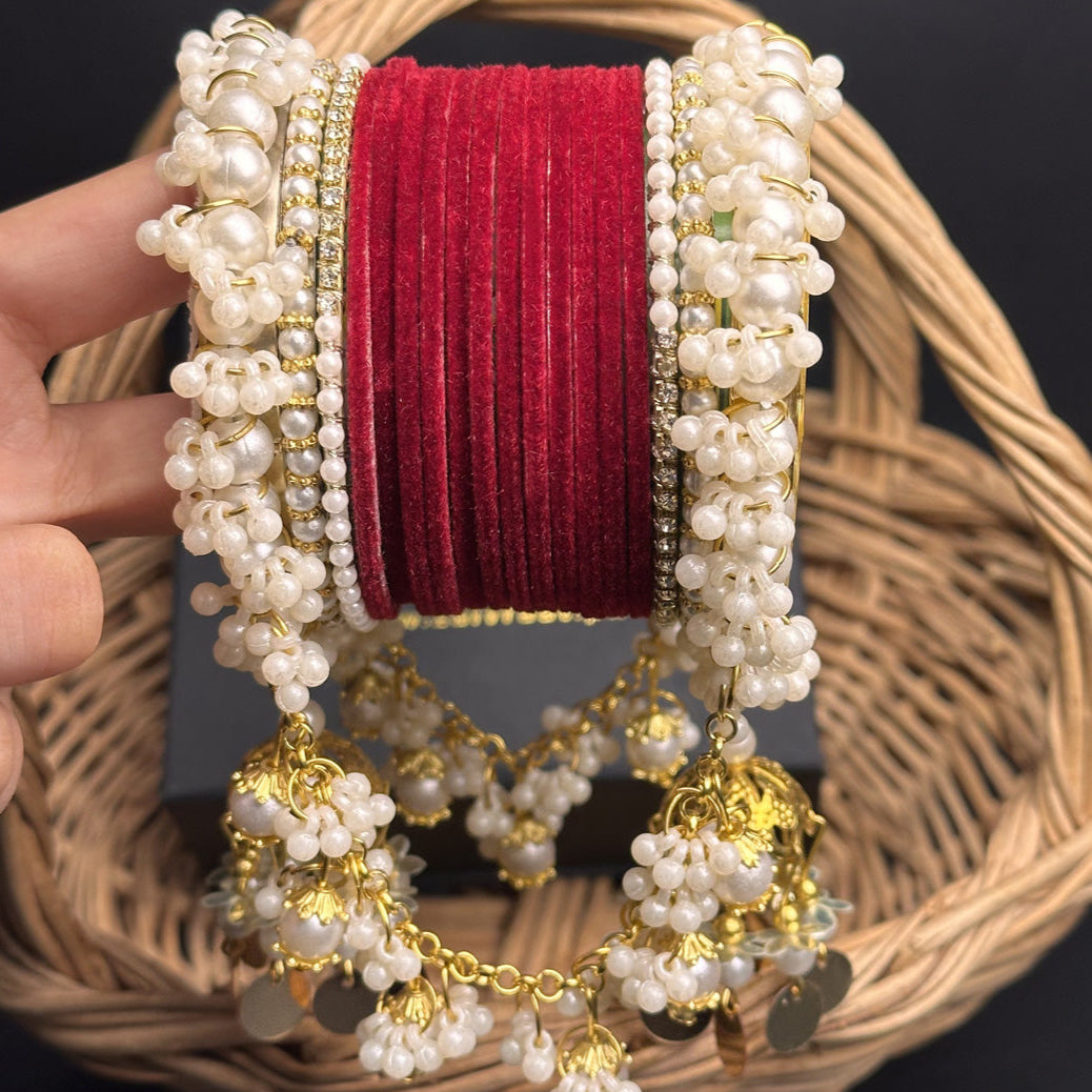 Velvet & Pearl Hanging Gajra Set