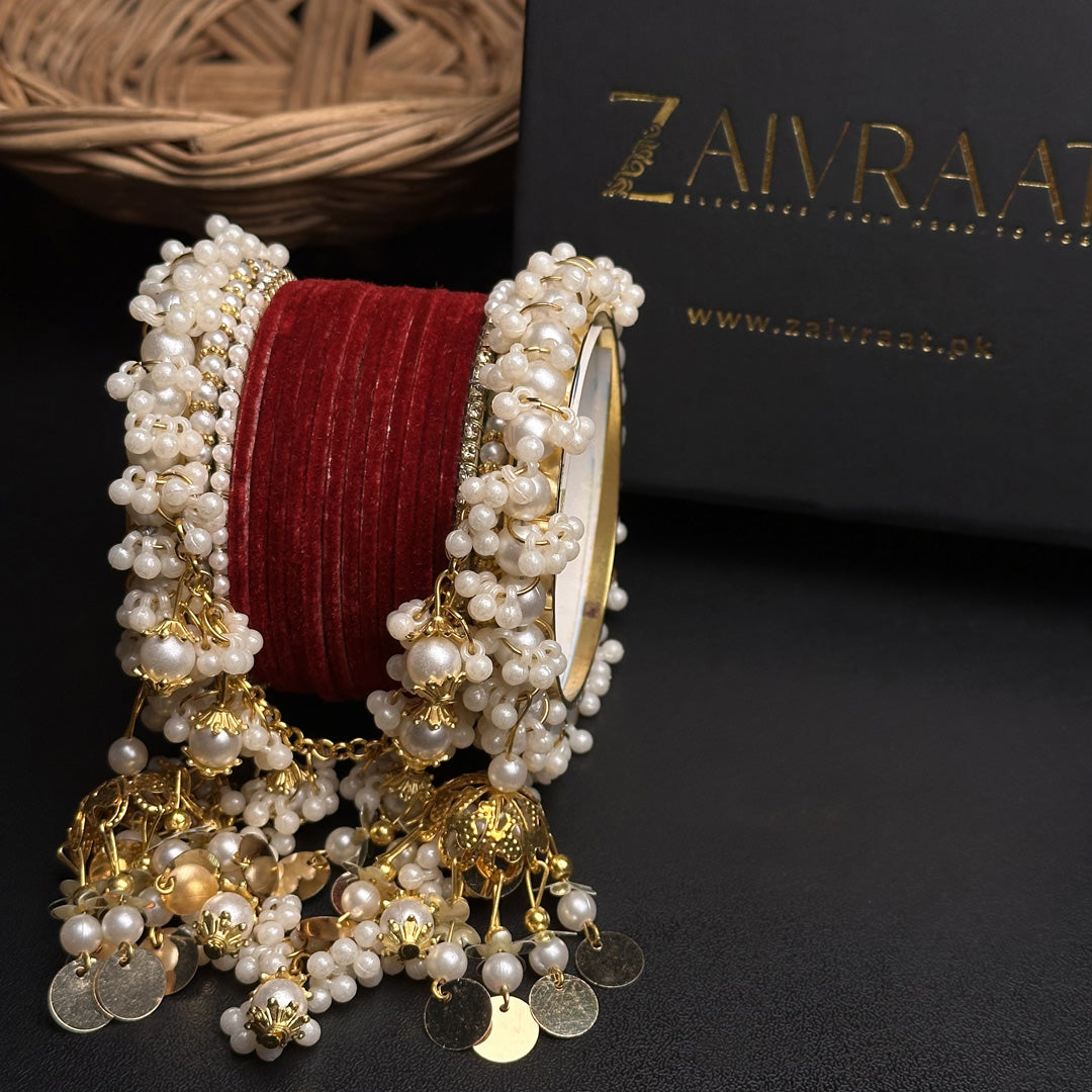 Velvet & Pearl Hanging Gajra Set