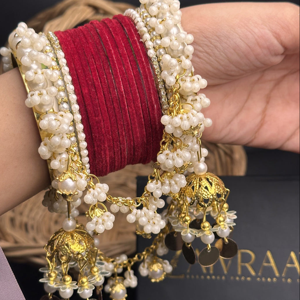 Velvet & Pearl Hanging Gajra Set