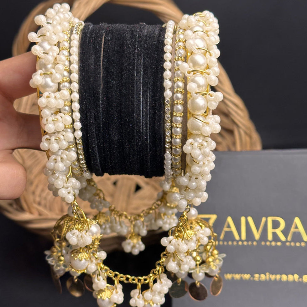 Velvet & Pearl Hanging Gajra Set