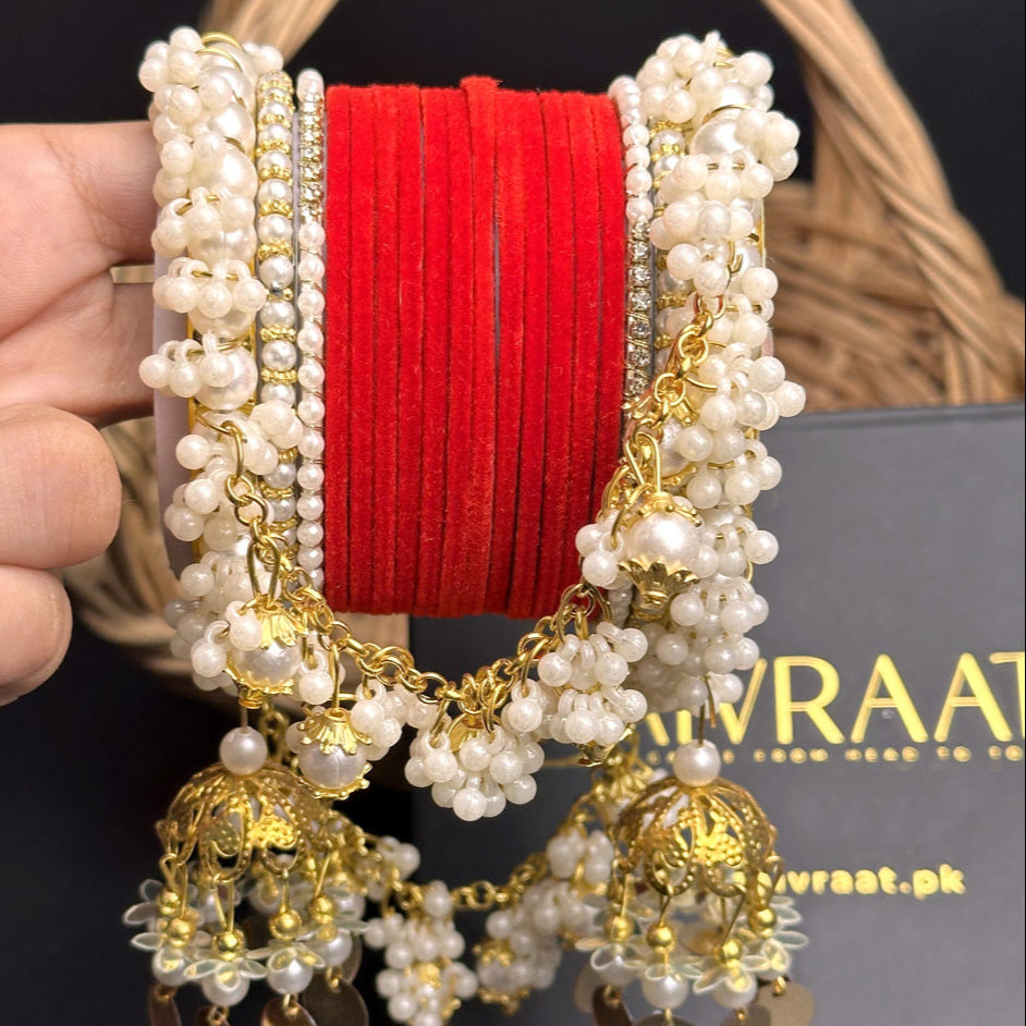Velvet & Pearl Hanging Gajra Set
