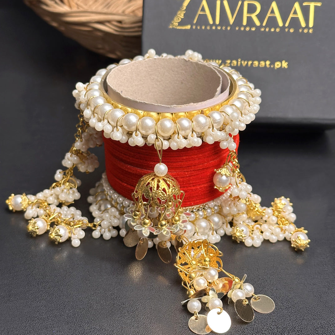 Velvet & Pearl Hanging Gajra Set