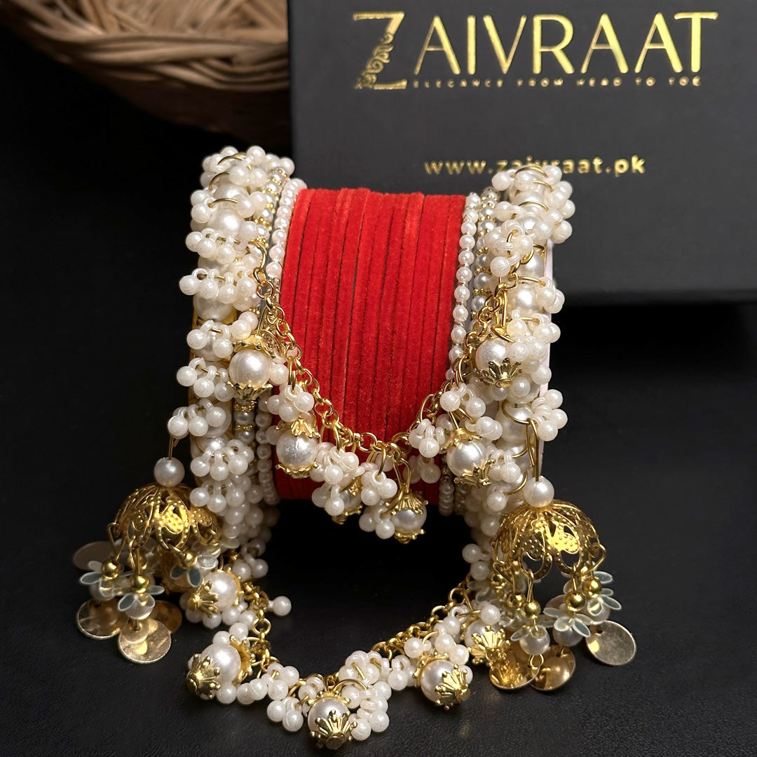 Velvet & Pearl Hanging Gajra Set
