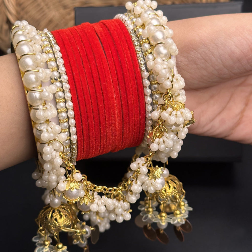 Velvet & Pearl Hanging Gajra Set