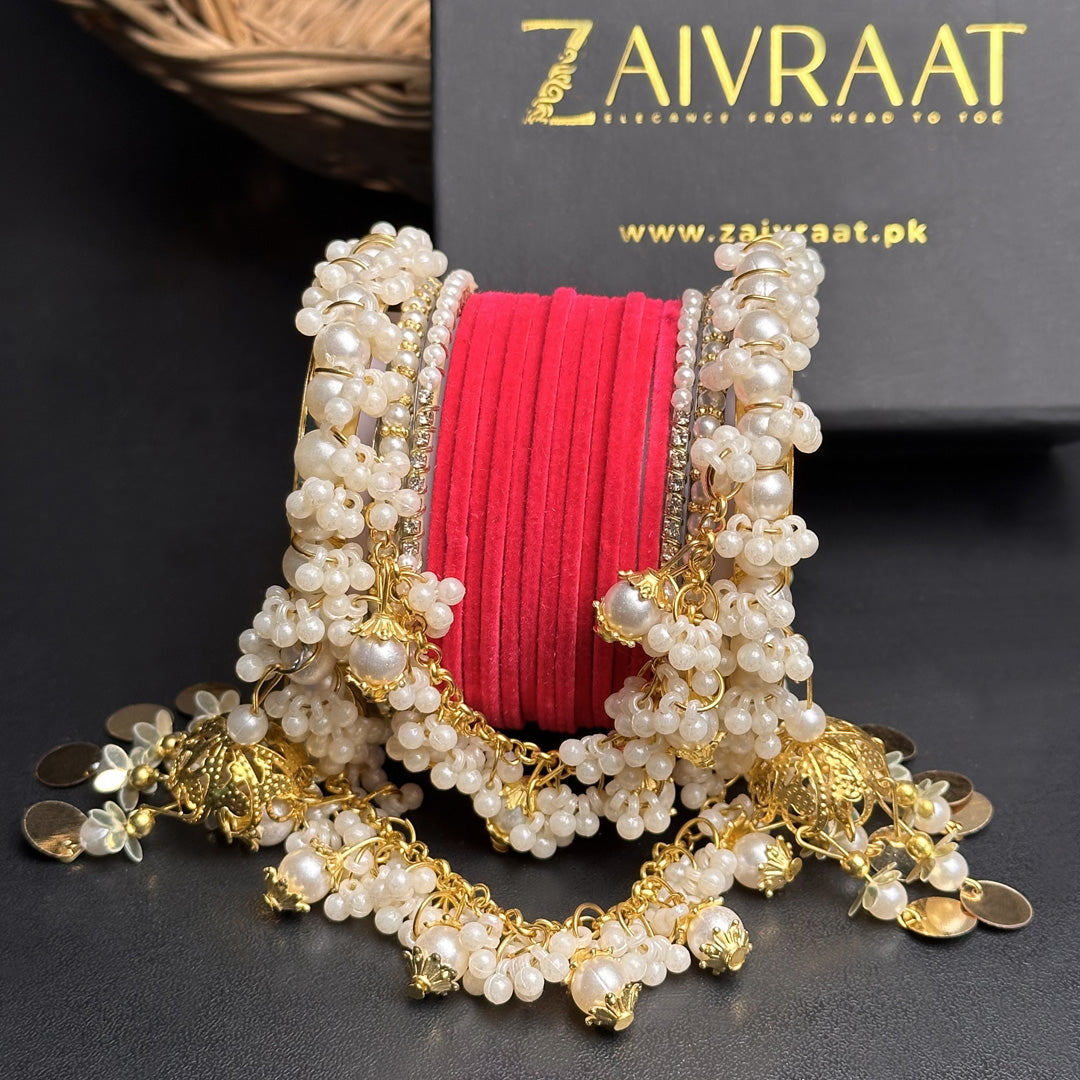 Velvet & Pearl Hanging Gajra Set