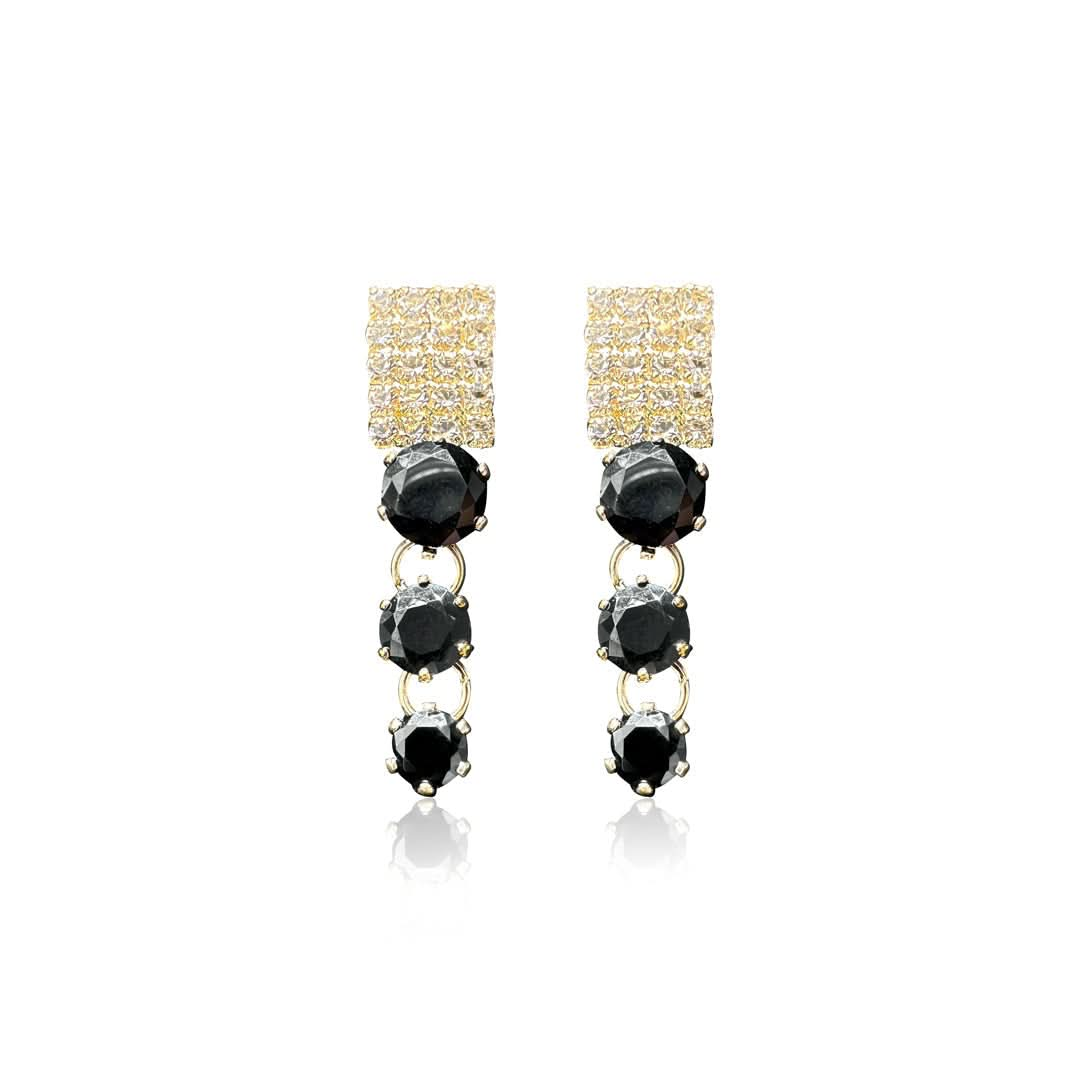 Black Stone Drop Earring - E28