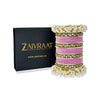 Elegant pink bridal velvet bangle set with traditional design, perfect for weddings and festive occasions.