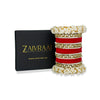 Elegant red bridal velvet bangle set with traditional design, perfect for weddings and festive occasions.
